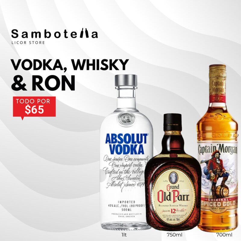 Combo Vodka Whisky & Ron