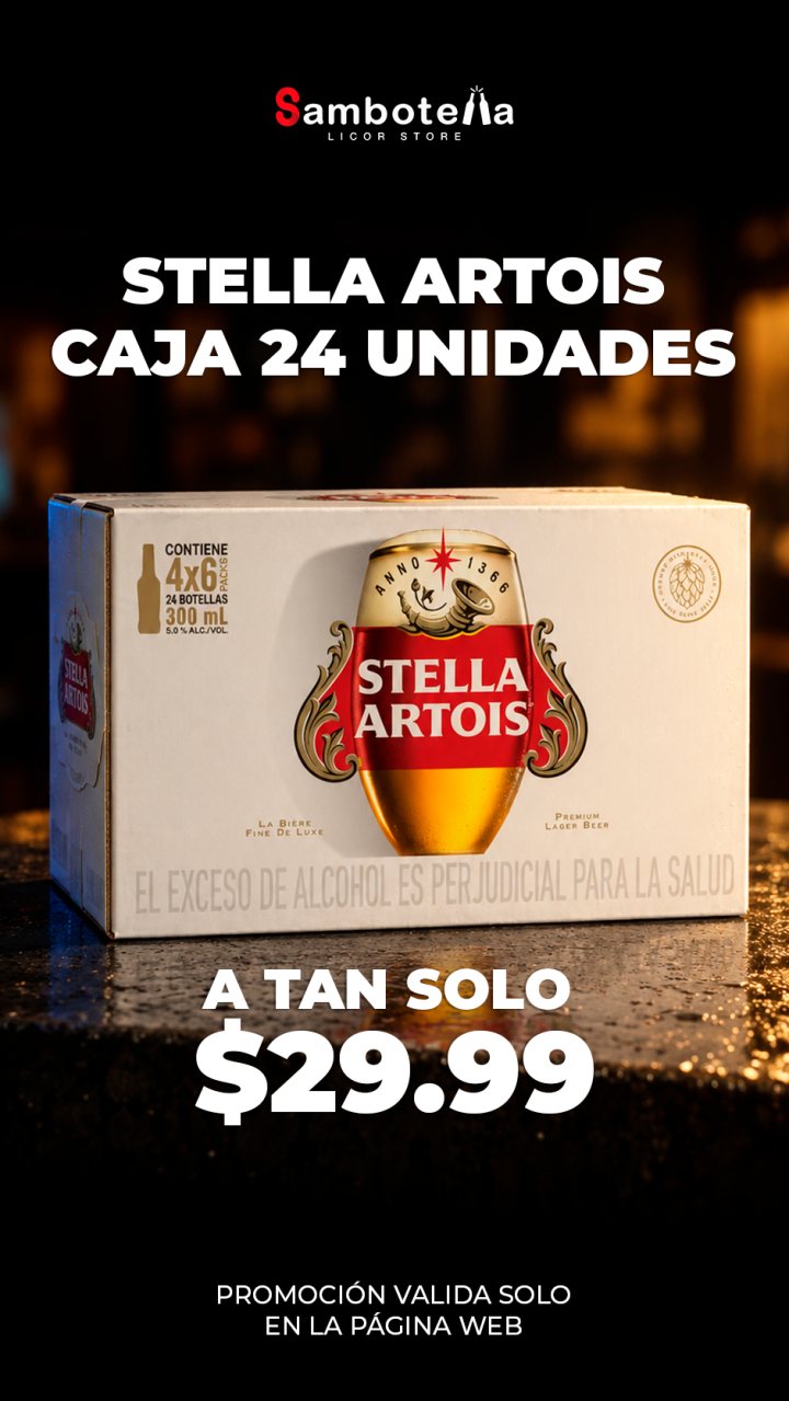 Stella Artois Caja 24 unidades a $29.99