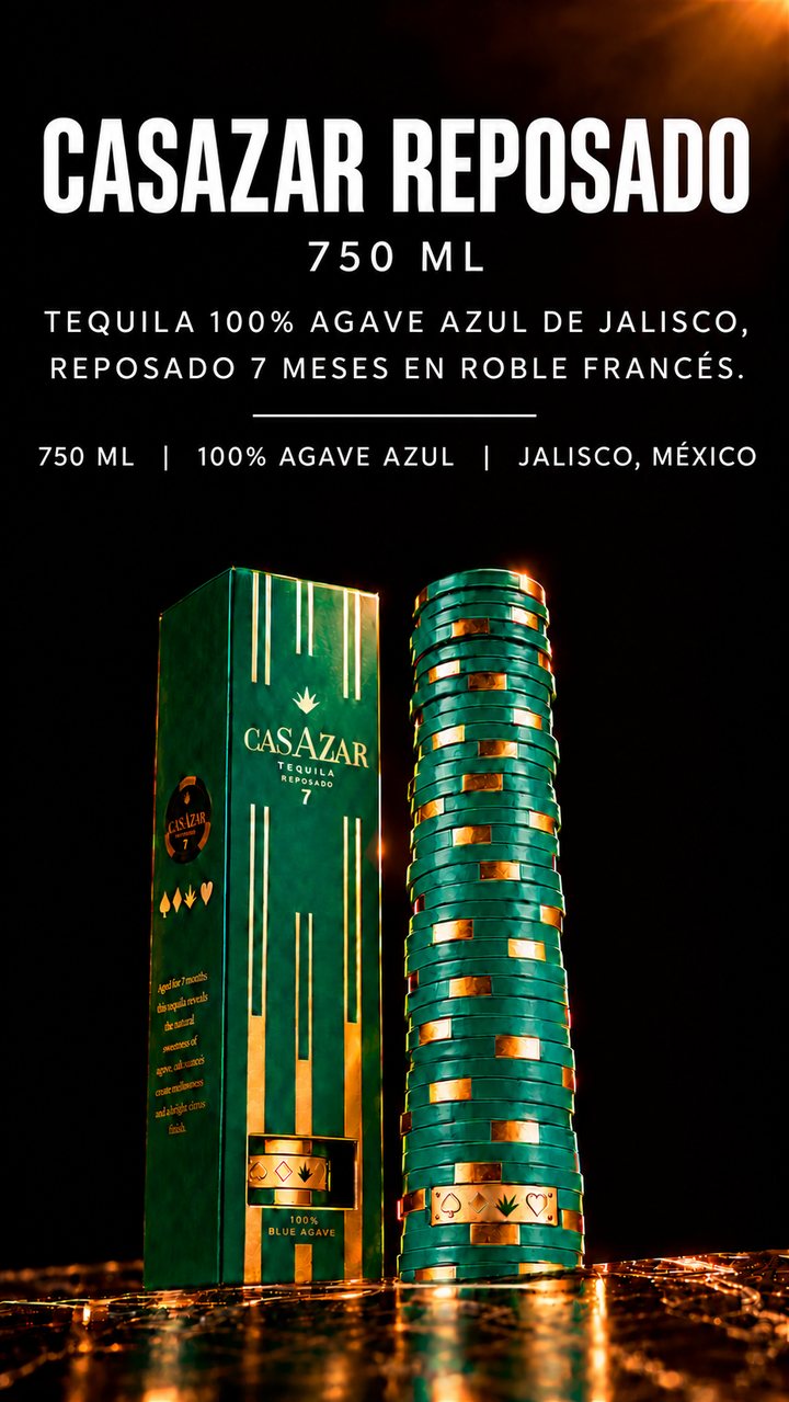 Tequila Casazar Reposado 750ml, 100% agave azul